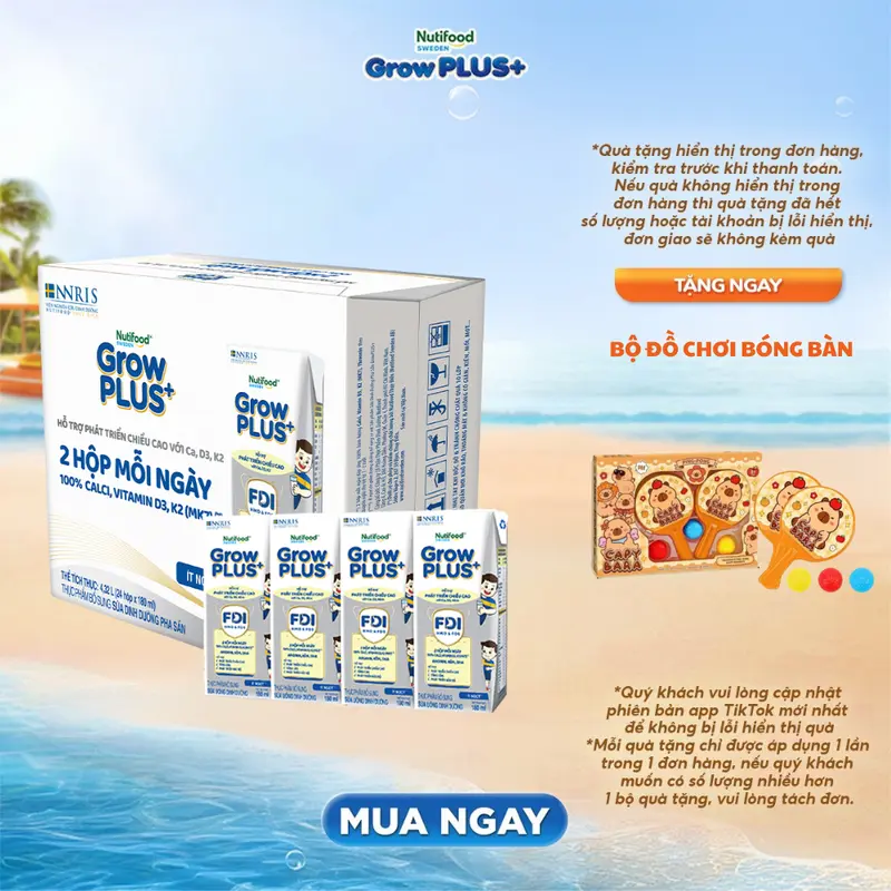 [GrowPlus x Mẹ bé Thủy Thảo] Thùng 24 hộp 180ml sữa Bột Pha Sẵn Nutifood Sweden GrowPLUS+ Cao lớn vượt trội hộp Ít ngọt (1 Thùng x 2.64L) 3