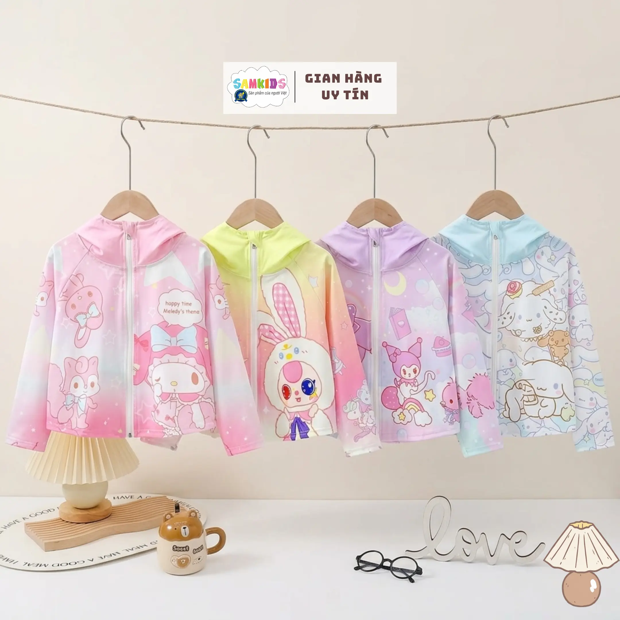 SAMKIDS - SK555 - Áo Khoác Chống Nắng Và Tia UV Dễ Thương Bé Gái