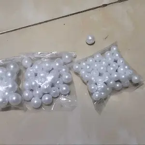 [25 Gram] Mutiara Ringan Grade A Mutiara Lubang Sintetis Ringan 4mm 6mm 8mm 10mm 12mm 14mm