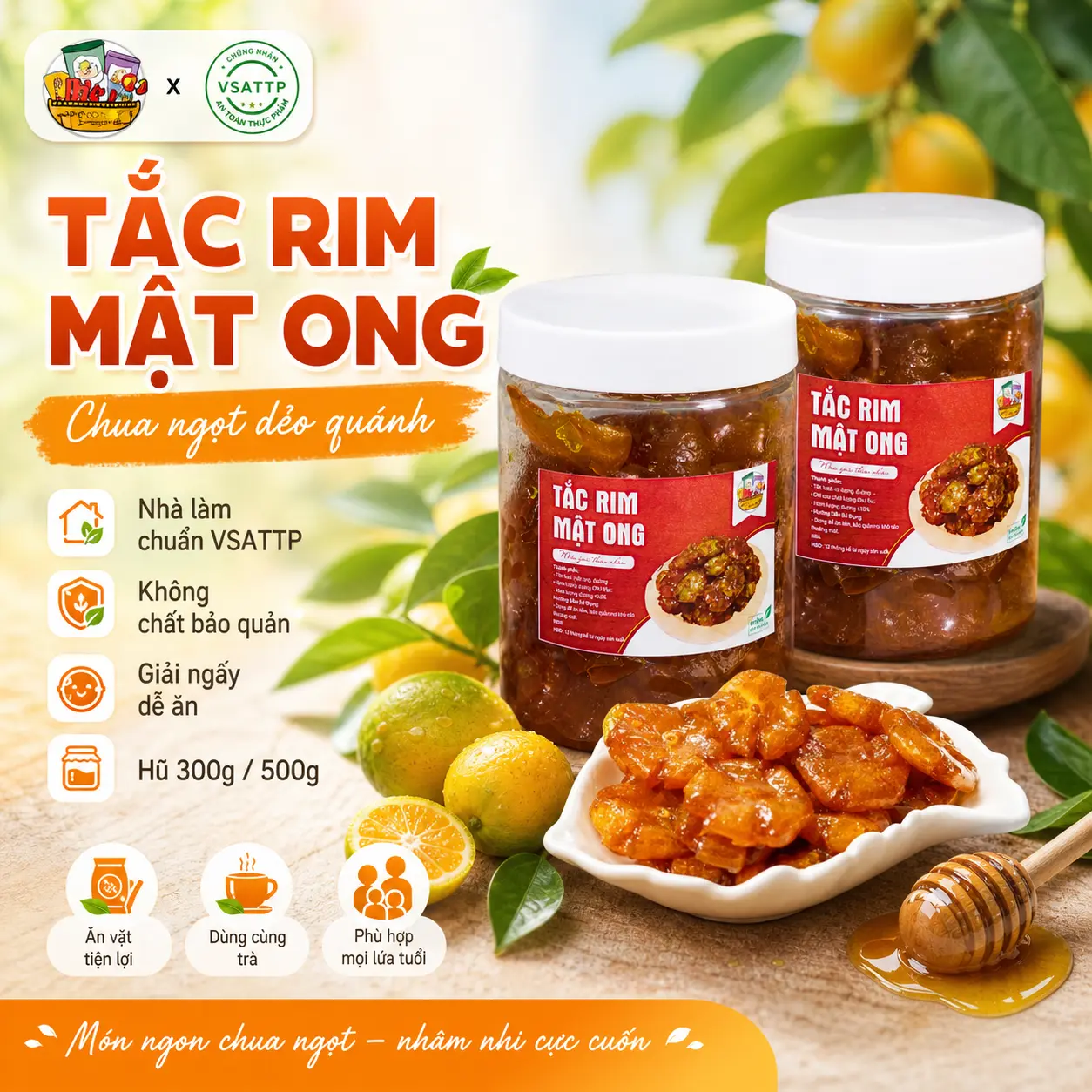 500G Ô Mai Tắc Rim Mật Ong (Chua Ngọt) - Tắc Sấy Dẻo - Không Chất Bảo Quản - Đồ Ăn Vặt Healthy - Vị Tắc Chua Ngọt - Món Ngon Giới Trẻ - Ăn Vặt Lành Mạnh - Tắc Mật Ong Ngon - Ô Mai Nhật Anh