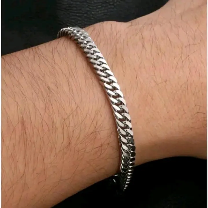 GELANG TANGAN PRIA DAN WANITA RANTAI SILVER STAINLESS STEEL ANTI PUDAR DAN TIDAK LUNTUR 6