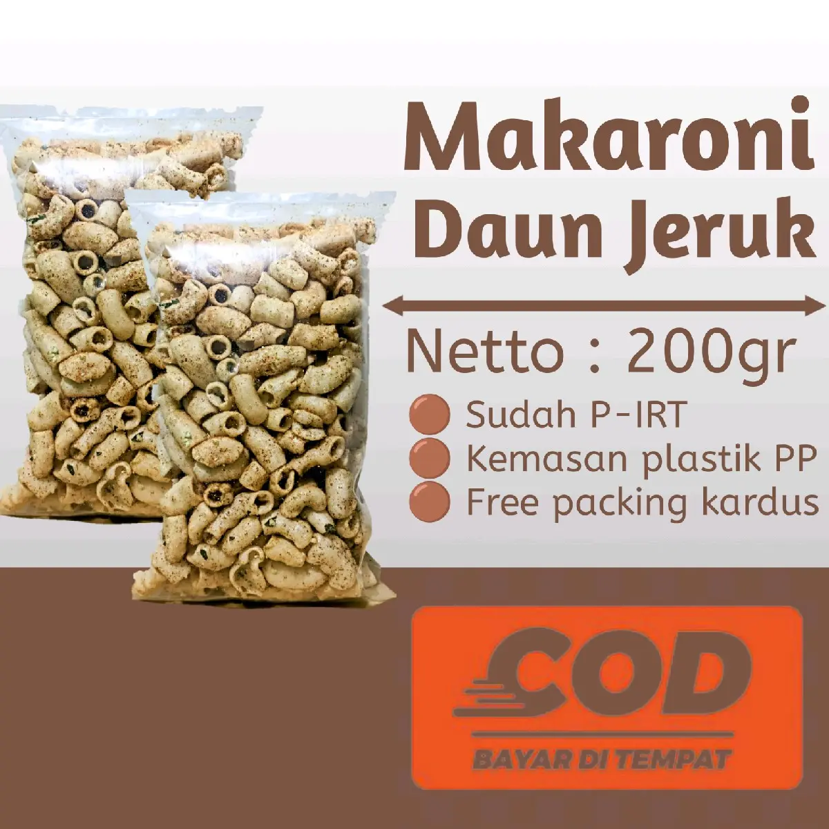 Makaroni Asin/Pedas Daun Jeruk Kemasan Ekonomis 200gr.