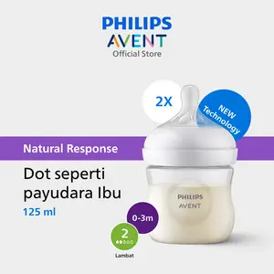 Philips Avent | Botol Susu Bayi | Natural Response | Dot Seperti Payudara Ibu | 125 ml | Twin | SCY900/02