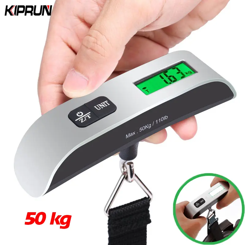 KIPRUN Digital Luggage Scale, 110lb/50kg Hanging Travel Electronic Suitcase Kitchen Scale, Backlight LCD Display