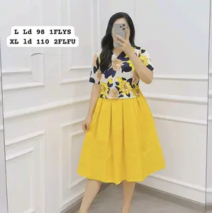 setelan rok atasan kancing depan katun poplin / rok pendek polos premium / baju pesta remaja wanita dewasa Linen