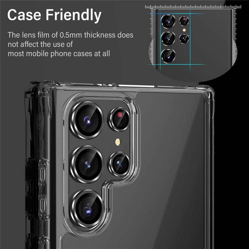 Product Introduction of 【Automatic installation】Glass HD Lens Protector For Samsung S24 S23 S22 Ultra Camera Tempered Glass For Samsung S24 Plus Alloy 9H Lens Film Accessories Metal 9