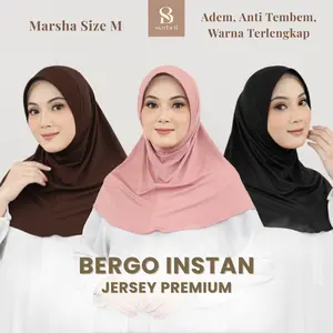 Starbell Hijab Bergo Marsha Sport Bergo Sekolah Instan Jersey Premium Pad Tebal Nyaman Casual Sporty Adem Anti Panas Anti Gatal Anti Tembem Size M Kerudung Muslim