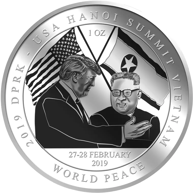 999 Pure Silver | 1 Oz DPRK - USA Hanoi Summit Silver Medallion