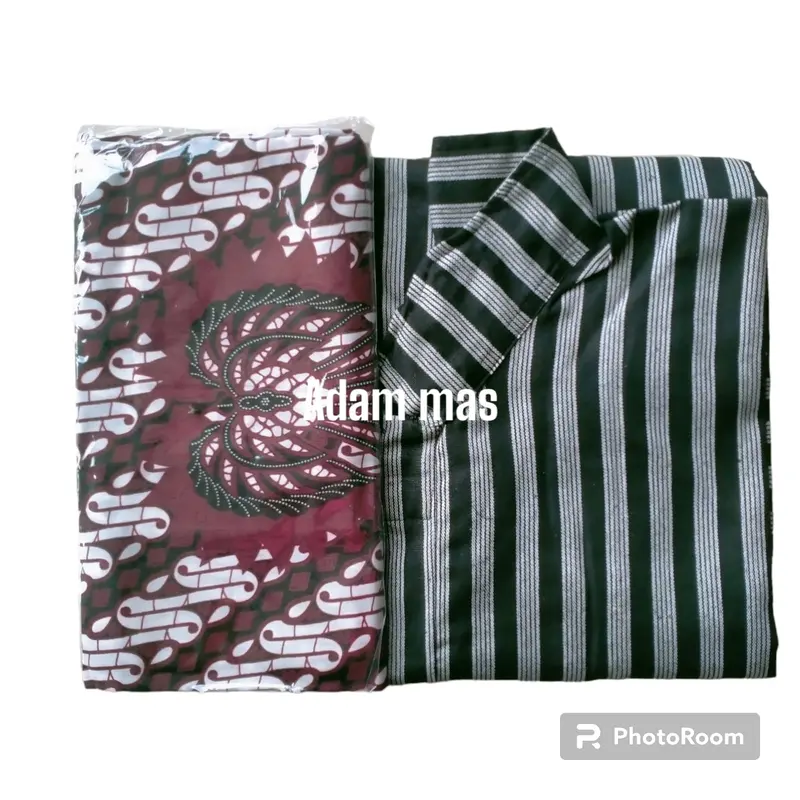 Set baju surjan lurik tradisional pria dewasa adat jawa-Baju pria adat jogja solo Motif 2