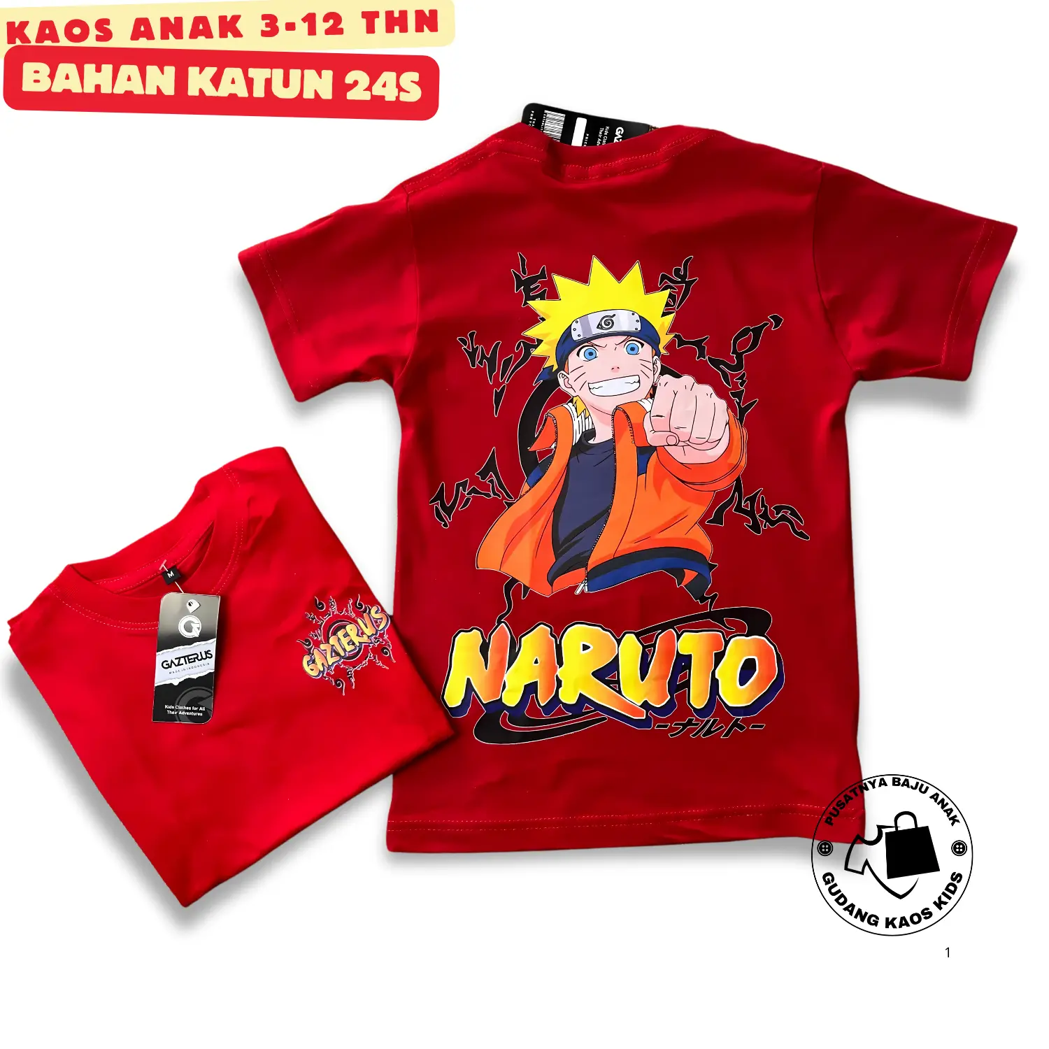 Kaos Distro Anak Naruto Laki-Laki Combed Katun Premium Quality Fashion Perempuan Daily 6-7 Tahun - Gudang Kaos Kidz