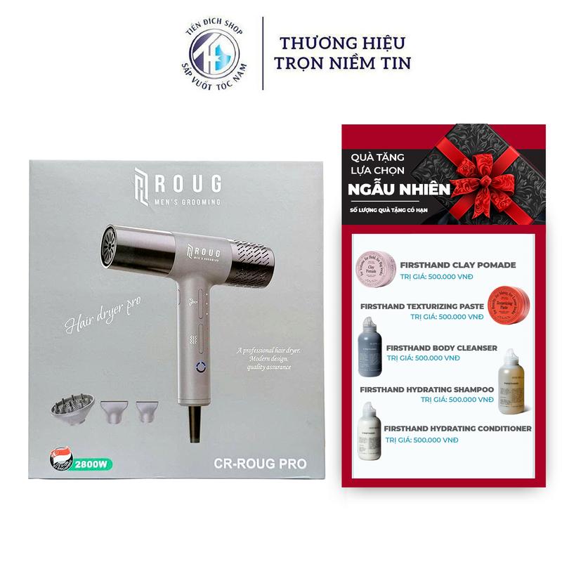 Máy sấy tóc Roug Men's Grooming CR PRO 2800w ion âm cao cấp chính hãng bảo hành 6 tháng + Tặng lược tạo kiểu tóc sấy gội đầu ROUG