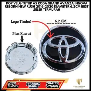 Dop Velg Tutup As Roda Grand Avanza Innova Reborn New Rush Hitam  2016-2020 Diameter 6.2 Cm