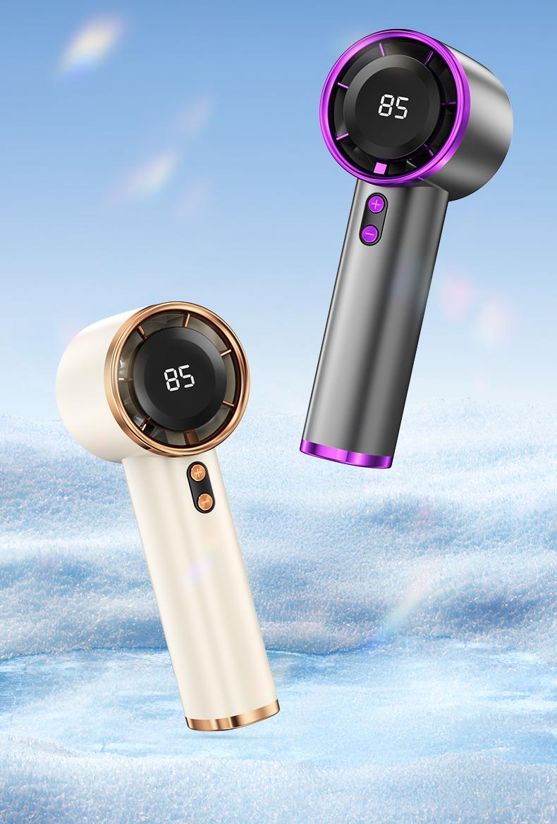 Mini Star Fan for Rapid Cooling, 100 Speeds, Hurricane Powerful Fan, Mini Portable USB Rechargeable Turbine Fan, Handheld with High Airflow