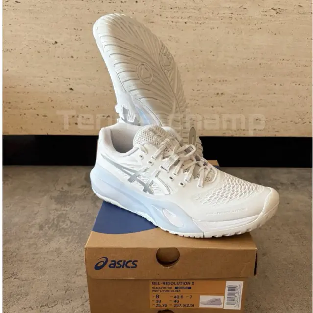 Sepatu Tenis Asics Gel Resolution X Women White Pure Silver/Tennis Shoe Asics Gel Resolution X White Pure Silver Origin