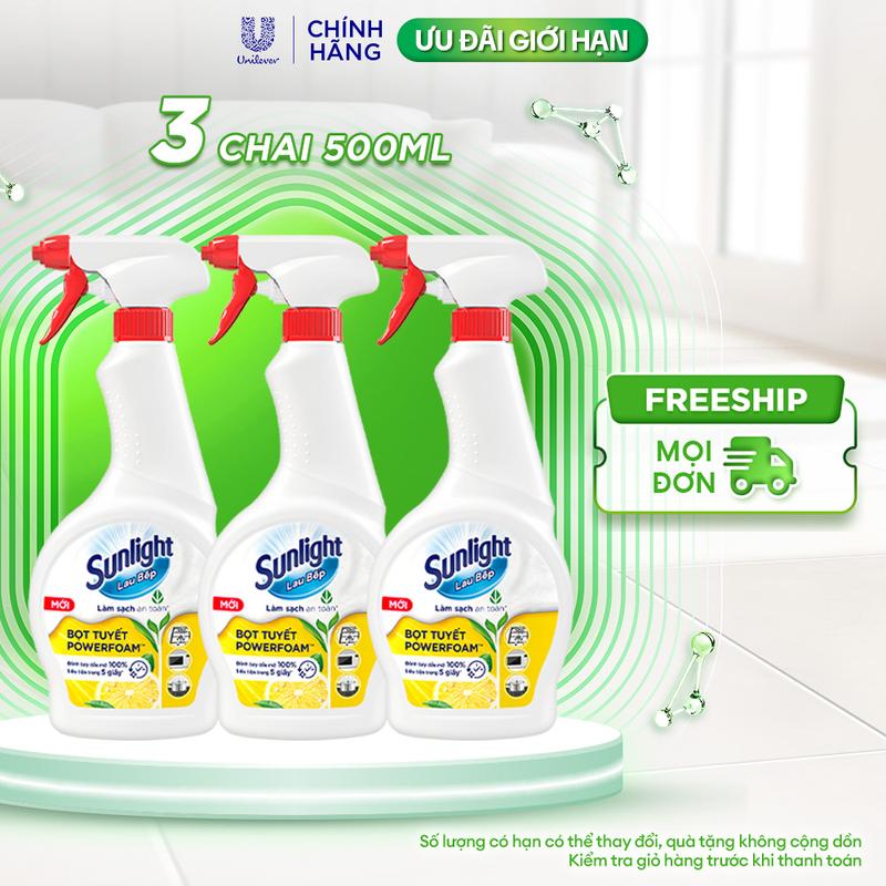 Combo 3 Bọt tuyết lau bếp Sunlight POWERFOAM - Đánh bay dầu mỡ 100%, siêu tiện…