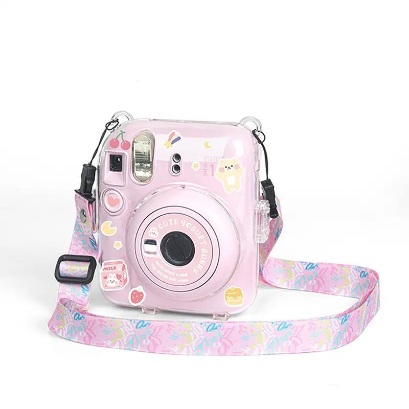 cho fujifilm instax mini 12 vỏ máy ảnh minh bạch túi mang bảo vệ nắp với bộ lưu…