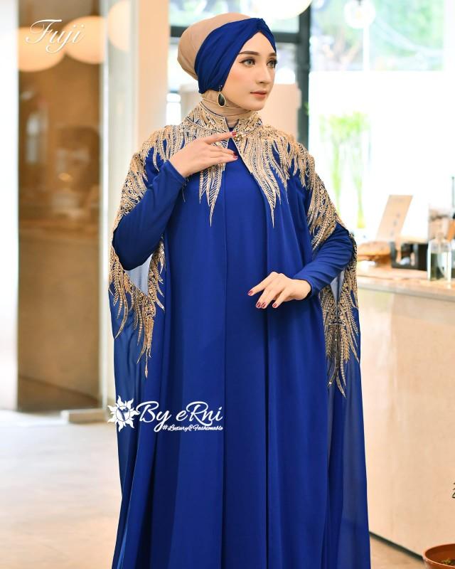 Product Introduction of Kaftan Fuji Set Inner Gamis Bordir Manual Langsung Kain Abaya Muslim Bahan Ceruty Mewah Kaftan Dress   Panjang Payet Pesta Kondangan Dewasa Kaftan Hitam Outer Nyatu Kaftan Raya Abaya Raya 2025 22