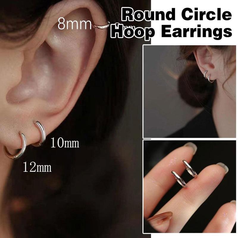 Product Introduction of Khuyên Tai Tròn Bằng Thép Không Gỉ, 2 Chiếc, Dành Cho Nam Và Nữ, Thiết Kế Tối Giản, Khuyên Tai Tròn Nhỏ W1T7 30