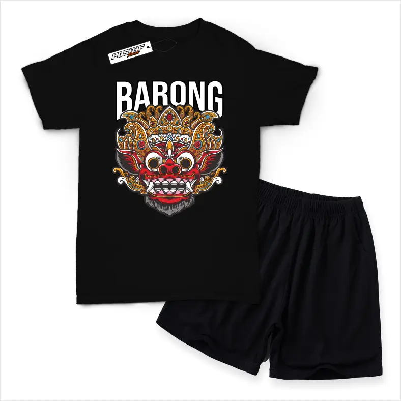 POSITIF MERCH KAOS BAJU SETELAN ANAK BARONG BALI BANTENGAN MBEROT LAKI PEREMPUAN 0