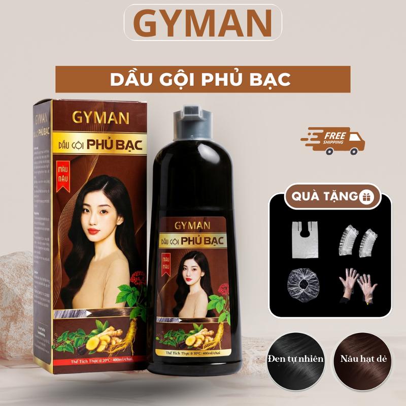 Dầu Gội Phủ Bạc GYMAN Chai 400ml Dạng Vòi Nhấn Tiện Lợi Màu Đen Tự Nhiên Và Nâu Hạt Dẻ