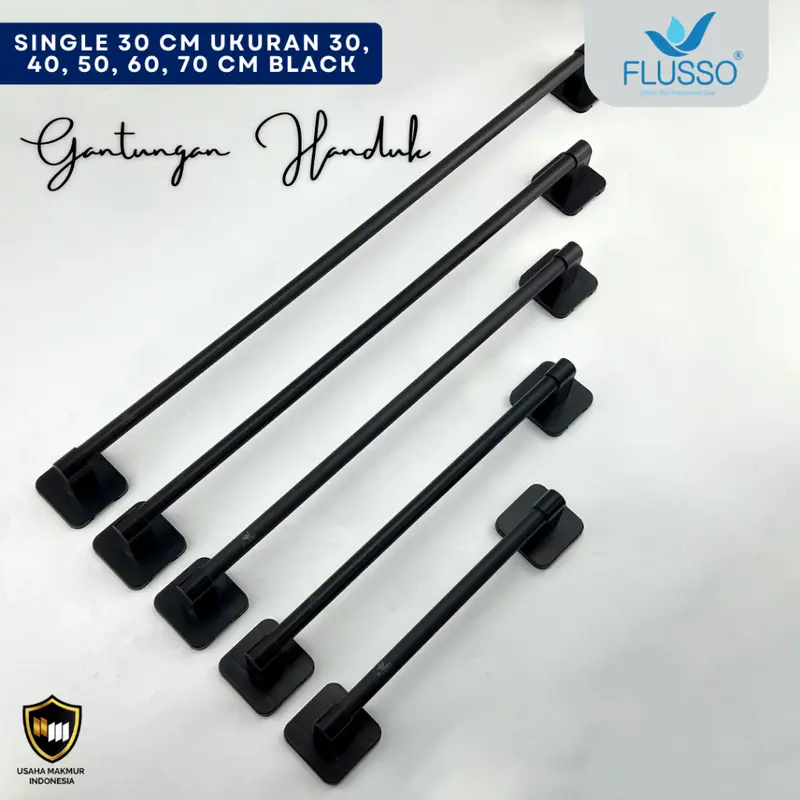 Flusso Gantungan Baju dan Handuk Material Stainless Include Perekat 30 40 50 60 70 cm 3