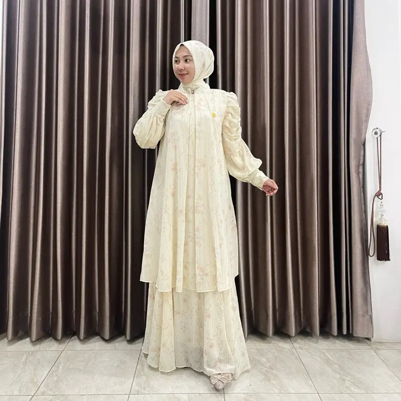 Alesya Official Dress Layer Malay Set Hijab Muslim Gamis Wanita Remaja Dewasa Pesta Kondangan Maxi Mewah 1