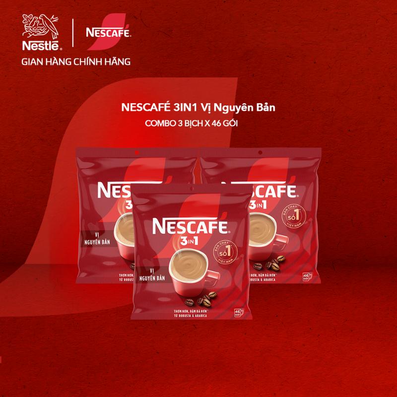 Nestlé VN Combo 3 Bịch Cà Phê NESCAFÉ 3IN1 - VỊ NGUYÊN BẢN Bịch 46 gói x 16g -LS