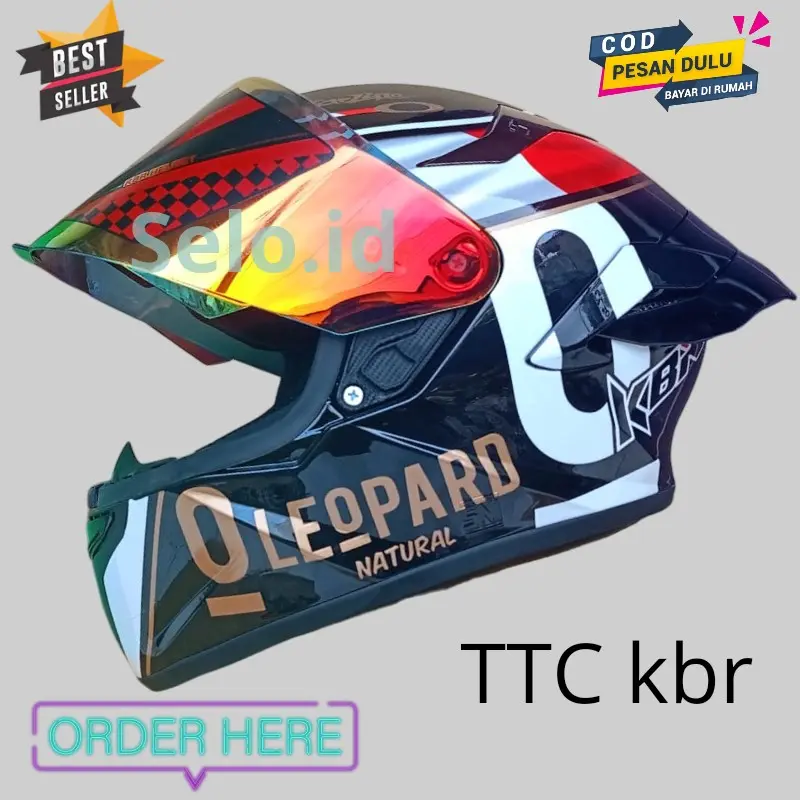 Helm TT COURSE  leopard full face paket ganteng spoiler ttc BISA COD 7