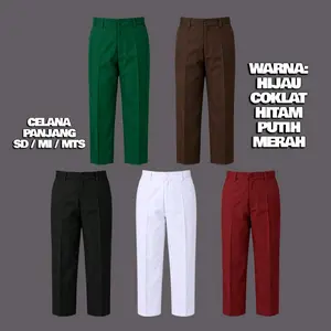 Celana Panjang Seragam Sekolah SD MI Laki-Laki | Warna Hijau Coklat Hitam Merah Putih | Ukuran 25-40 | Celana Sekolah Anak. Fashion bawahan celana seragam sekolah.