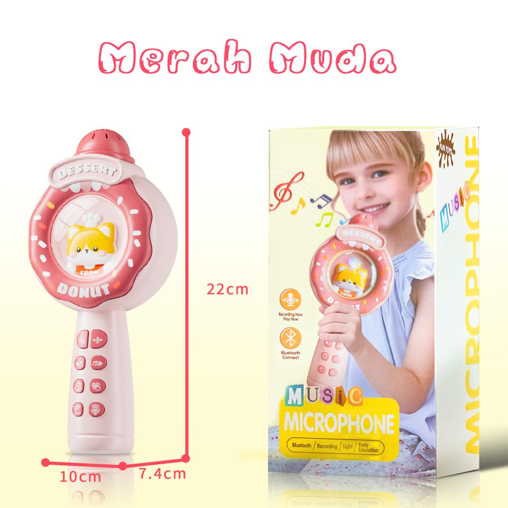Stok Indonesia Mikrofon Anak Mic Karaoke Anak Mic Bluetooth Wireless Mainan Mikrofon Anak Microphone Kucing Lucu Portabel Koneksi HP Rekam Suara Putar Musik dengan Holder Mainan Musik Karaoke Anak untuk Bernyanyi Hadiah Anak