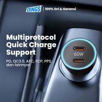 Gambar DINGS Car Charger Dual Port With Cable USB Type C Charger Mobil Fast Charging Individual 60W Casan Colokan Mobil - White dari Dings Indonesia Kota Administrasi Jakarta Timur 3 Tokopedia