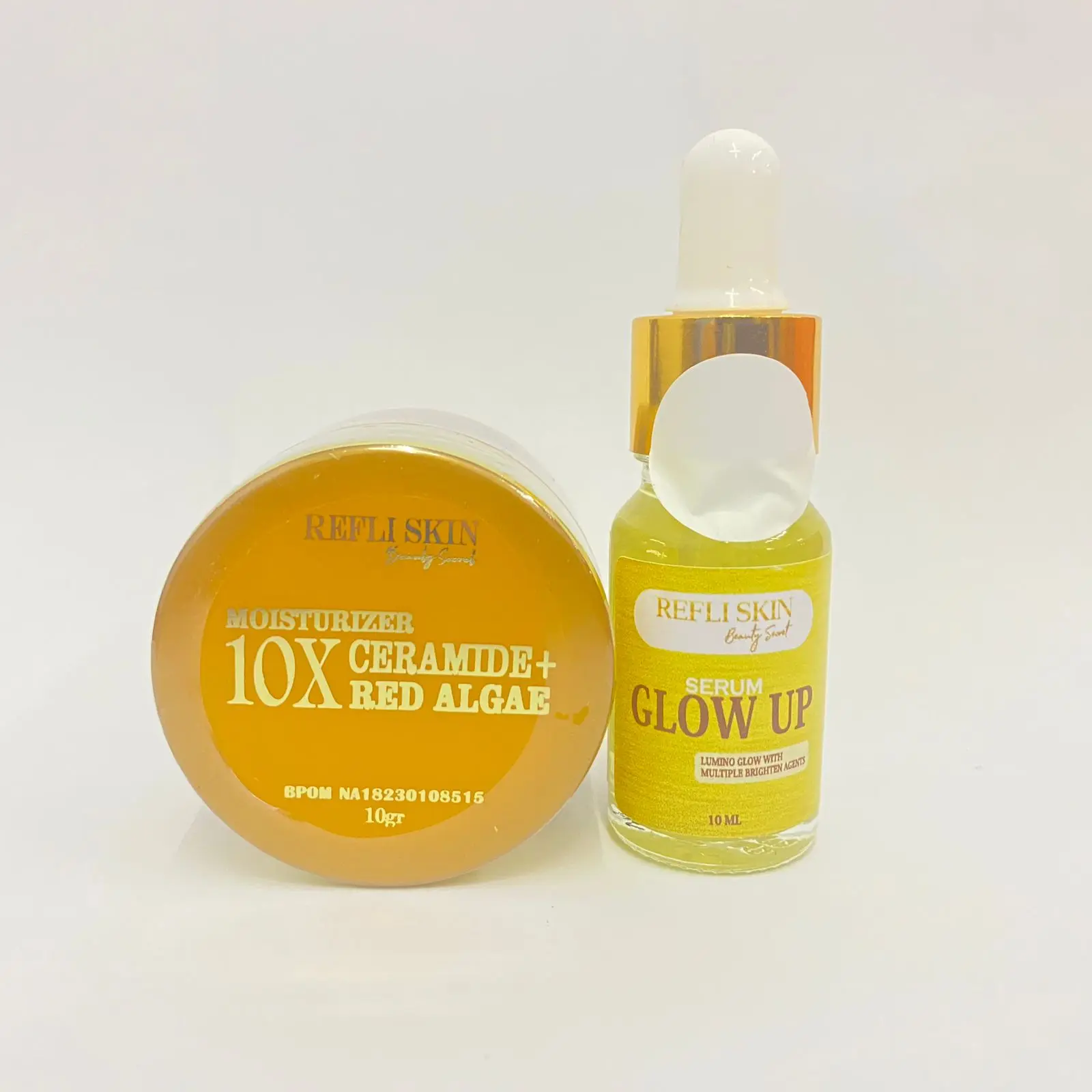 Paket Refli Serum Glow Up + Moisturizer 10x Ceramide - Membantu Mencerahkan - Melembabkan - Menutrisi Kulit - Glowing - Skincare Viral Ori