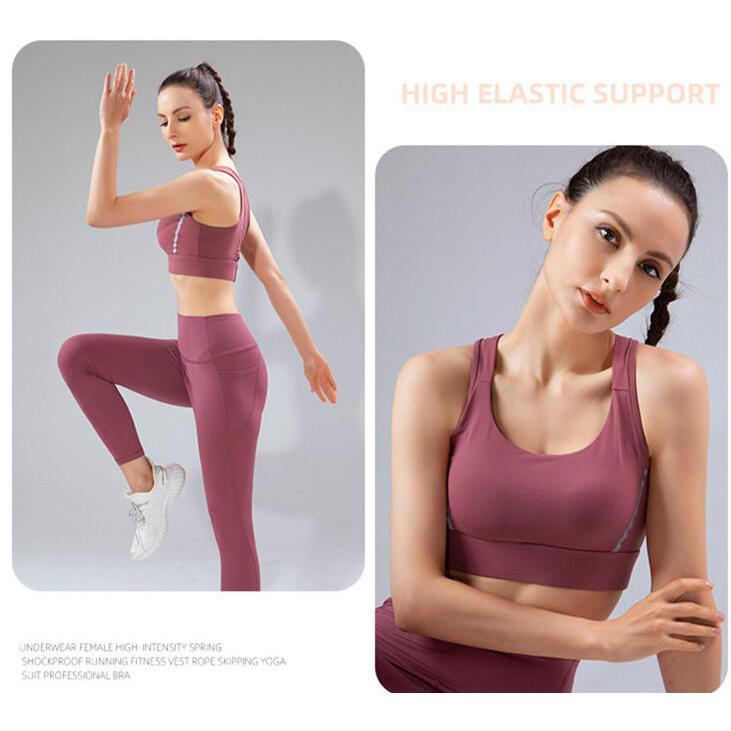 Product Introduction of Plus Size 4XL 5XL Fiess Bra Shockproof Women Sport Tank Top Breathable Yoga suit with fixed pads 13