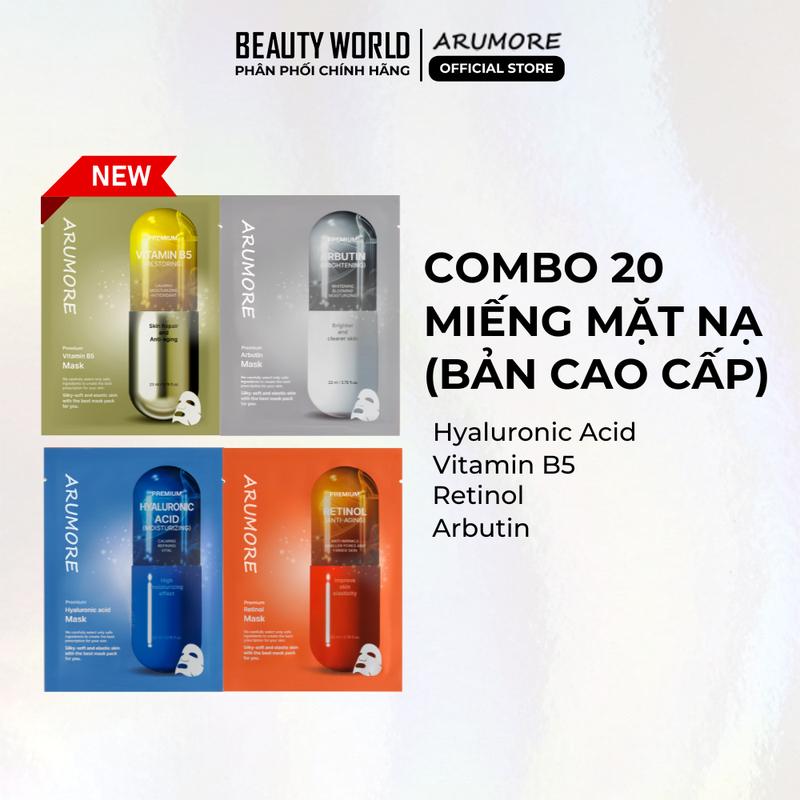   BW x KOL  Combo 20 Mặt Nạ ARUMORE Dưỡng Ẩm Làm Sáng Đều Màu Da 23ML 