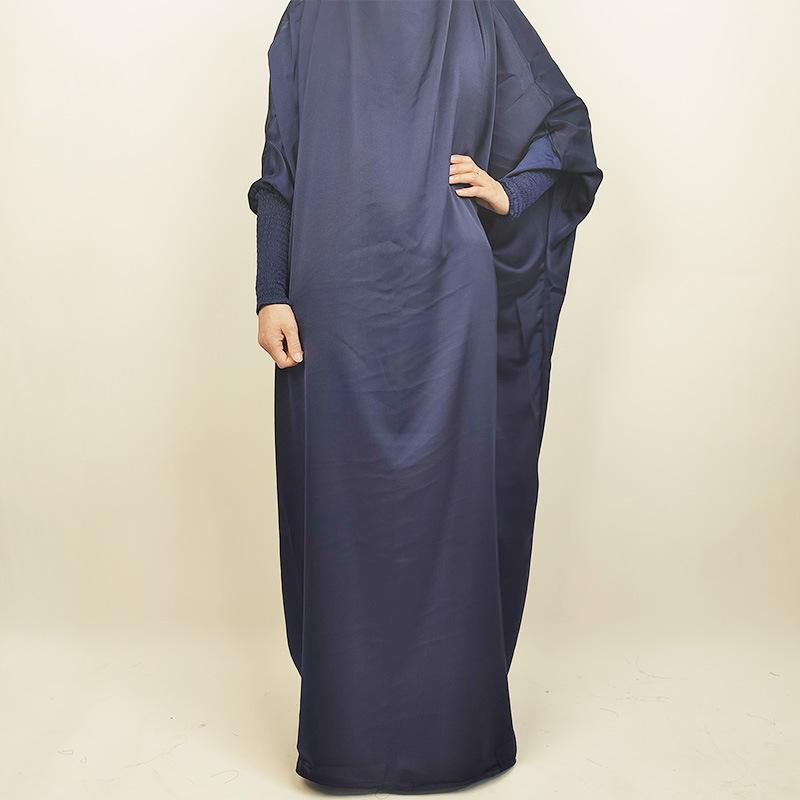 Product Introduction of High quality new selling Muslim large size women's dress solid color tight sleeve gown skirt dress. abaya 10