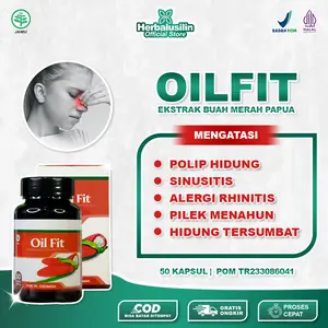 Atasi Polip Hidung, Sinusitis, Alergi Rhinitis, Pilek Menahun, Hidung Tersumbat, Oil Fit Asli 100% Original Ekstrak Buah Merah Papua Halal BPOM Isi 50 Kapsul