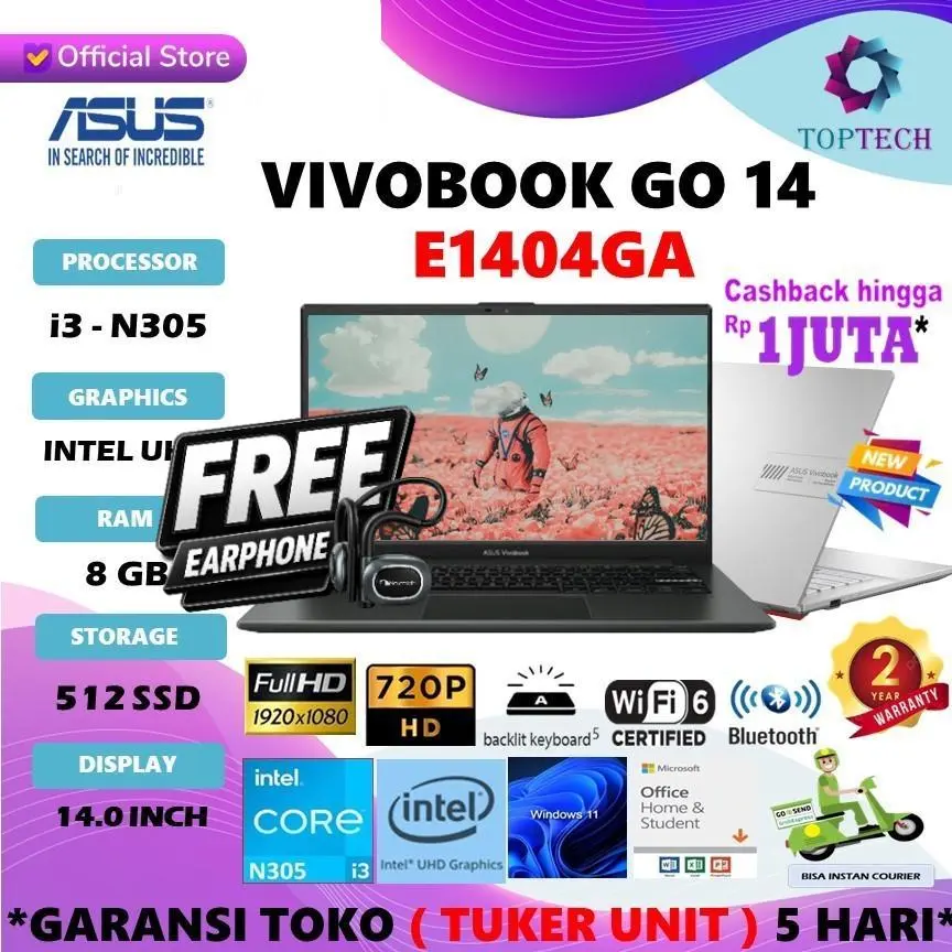 Asus Vivobook GO E1404GA - i3 N305 8GB 512GB W11+OHS 14.0FHD
