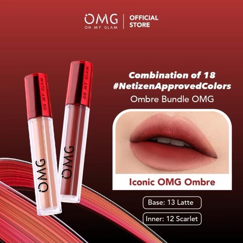 OMBRE OMG LIPCREAM NO 13 LATTE & NO 12 SCARLETT Waterproof 0
