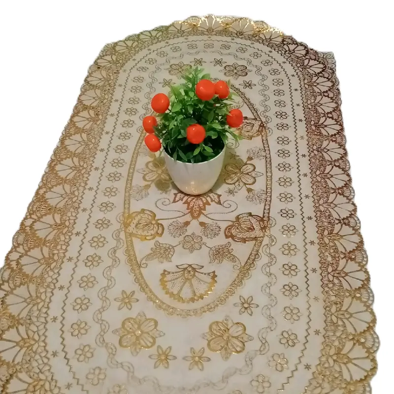 taplak meja tamu cantik anti air warna kuning gold/1pcs 2
