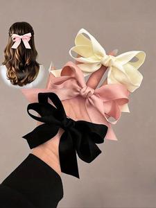 3pcs Pasadores para el cabello con moño Dulce y Chic, Lindos moños de tela en, &, Perfectos para la Escuela, Viajes y Casual