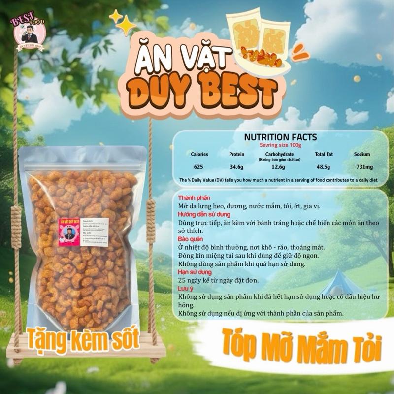 Độc Quyền Tóp Mỡ Rim Mắm Tỏi Duy Best Loại Nhất Tặng Kèm Sốt Ăn Vặt