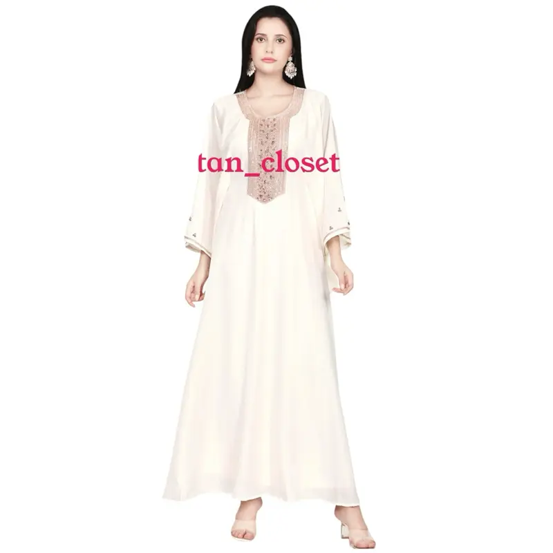 Ammoira Series: Custom made luxury silk blend kaftan with a 3D high quality rose gold handbeaded stonework for women- occasions wear- fits plus size