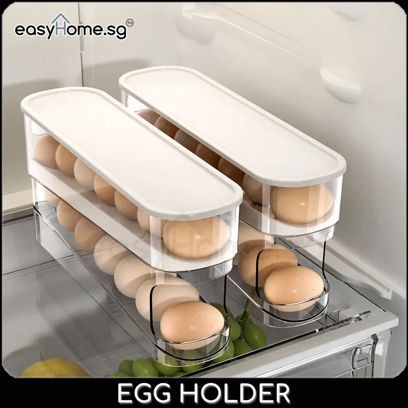 Easyhome.sg Double Layer Refrigerator Food Grade Egg Storage Box / Egg Container 8801