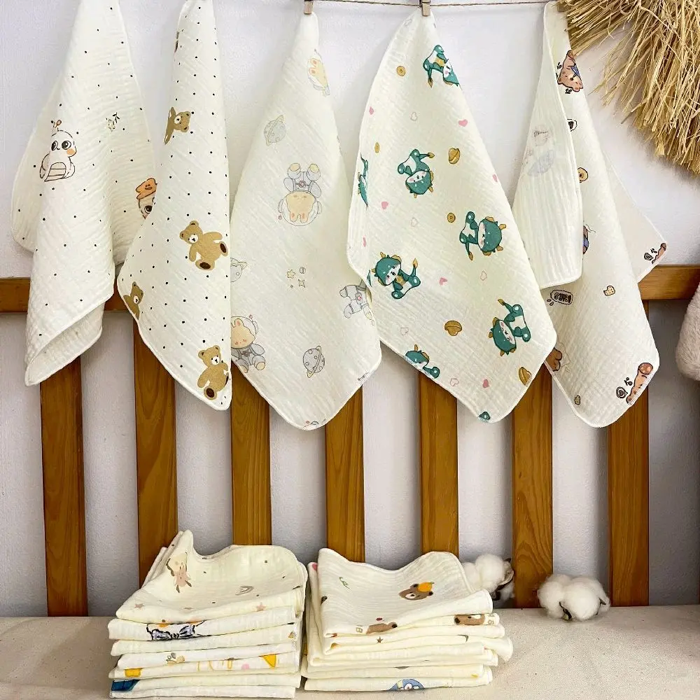 Combo 20 khăn sữa xô muslin 2 lớp cao cấp cho bé kích thước 27x27cm