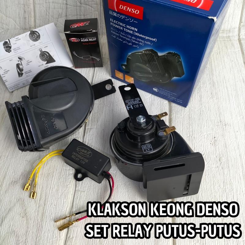 Klakson Denso Keong Gepeng Set Relay putus putus high low Waterproof Tahan Air Universal mobil motor 4