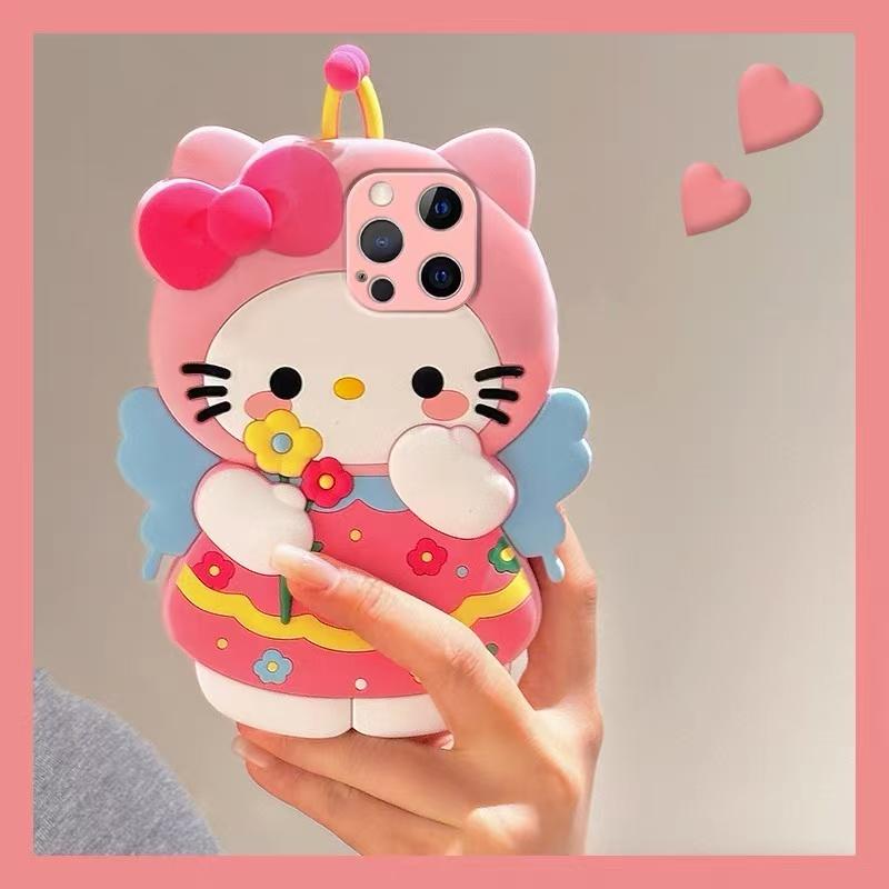 Ốp Điện Thoại Hello Kitty Cho Apple, Thiết Kế Hình Ong Hoa, Ốp Mềm Hoạt Hình, Thích Hợp Cho Apple 15Promax, Apple 14pro13, Apple 12 Pro11, Bán Chạy Tại Cửa Hàng 0
