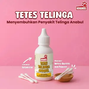 NOVAMOS Obat Tetes Telinga Kucing dan Anjing Anti Earmites Conge Gatal Infeksi 10ml
