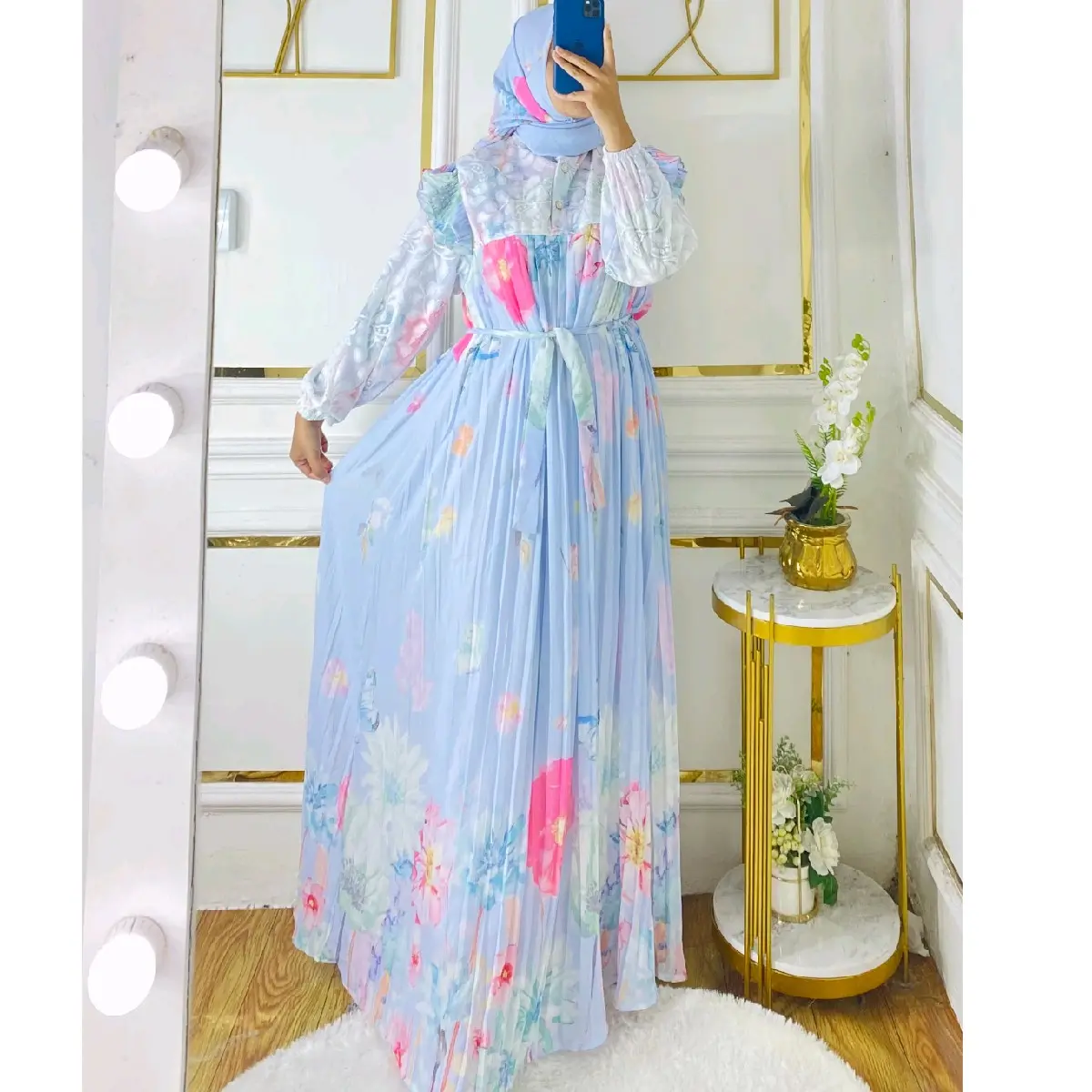 alzifa gamis set hijab raya motif meijiwang