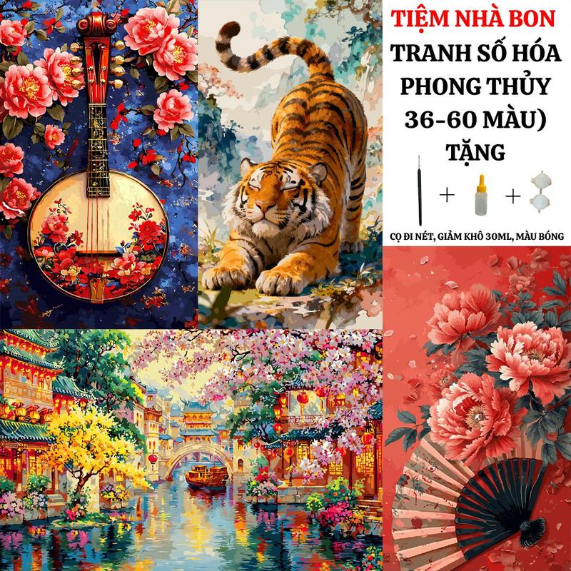   36-60 MÀU  Tổng hợp các mẫu tranh tô màu theo số PHONG THỦY kích thước lớn có sẵn khung cọ vẽ màu vẽ tặng màu bóng giảm khô màu dung môi pha loãng và cọ chuyên dụng. Mua 3 tranh tặng 1 tranh Diy 