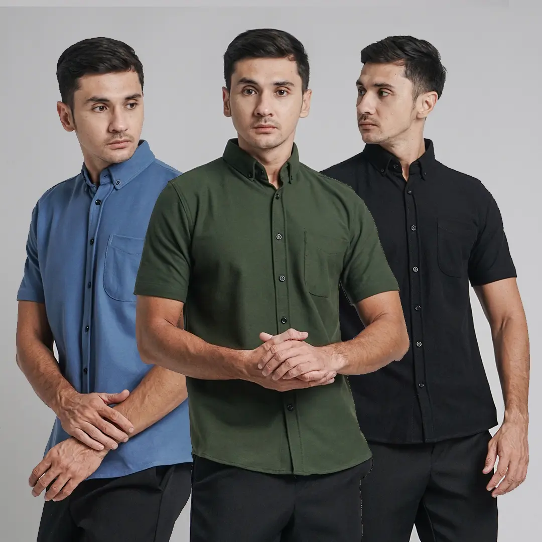HSRM Pique Shirt Short Sleeves Kemeja Basic Lengan Pendek Bahan Kaos